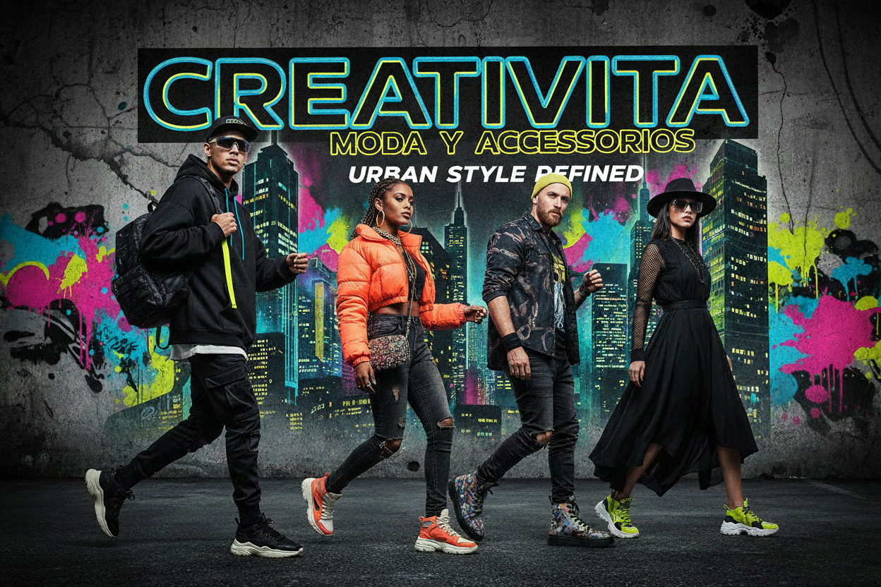 Banner de moda urbana en Creativita Shop: Colección de ropa y accesorios con estilo moderno y vanguardista.