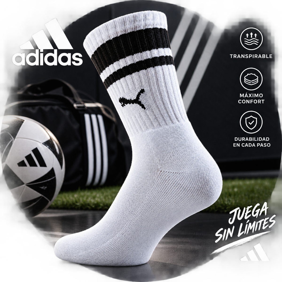 Medias Puma Crew Heritage Stripe Unisex – Calcetines Deportivos Importados