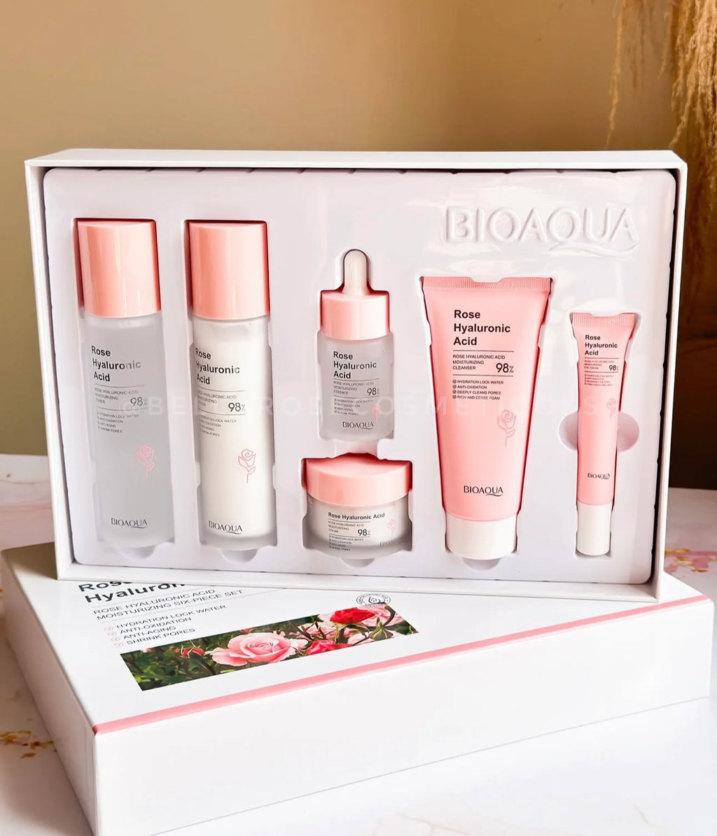 Set Bioaqua Rosas Hyaluronic 6 Piezas - Kit Facial con Rosa y Ácido Hialurónico | Creativita