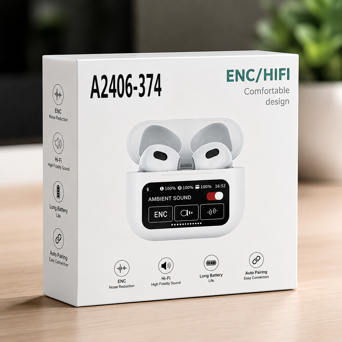 Audíonos Inalámbricos Estilo AirPods 3G con Pantalla – Bluetooth Estéreo