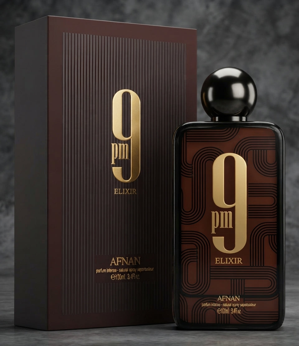 9PM Elixir Afnan EDP 100ml – Perfume Unisex Cálido y Especiado