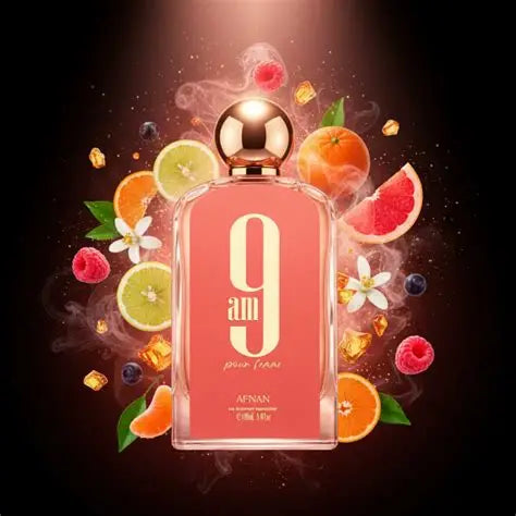 Afnan 9 AM Pour Femme Mujer – Perfume Cítrico Frutal y Ámbar