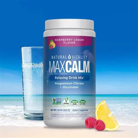 MAXCALM Magnesium Citrate + Glycinate Drink Mix – Suplemento Relajante & Sueño Reparador 453g