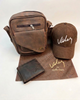 Kit Alpha Vélez Carriel + Billetera + Gorra – Set Hombre Cuero