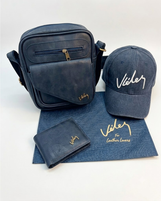 Kit Alpha Vélez Carriel + Billetera + Gorra – Set Hombre Cuero