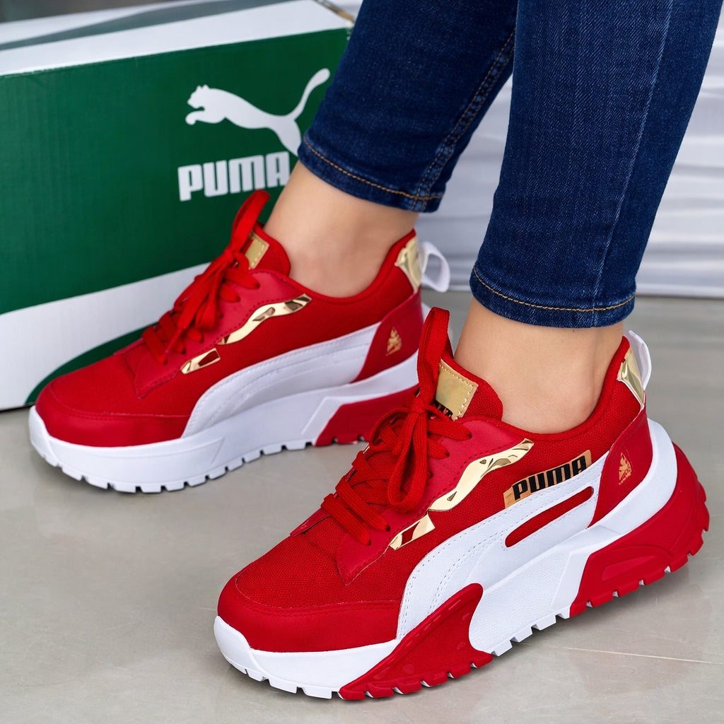 Puma Paris Dama – Tenis con Suela Semi Alta y Detalles Brillantes