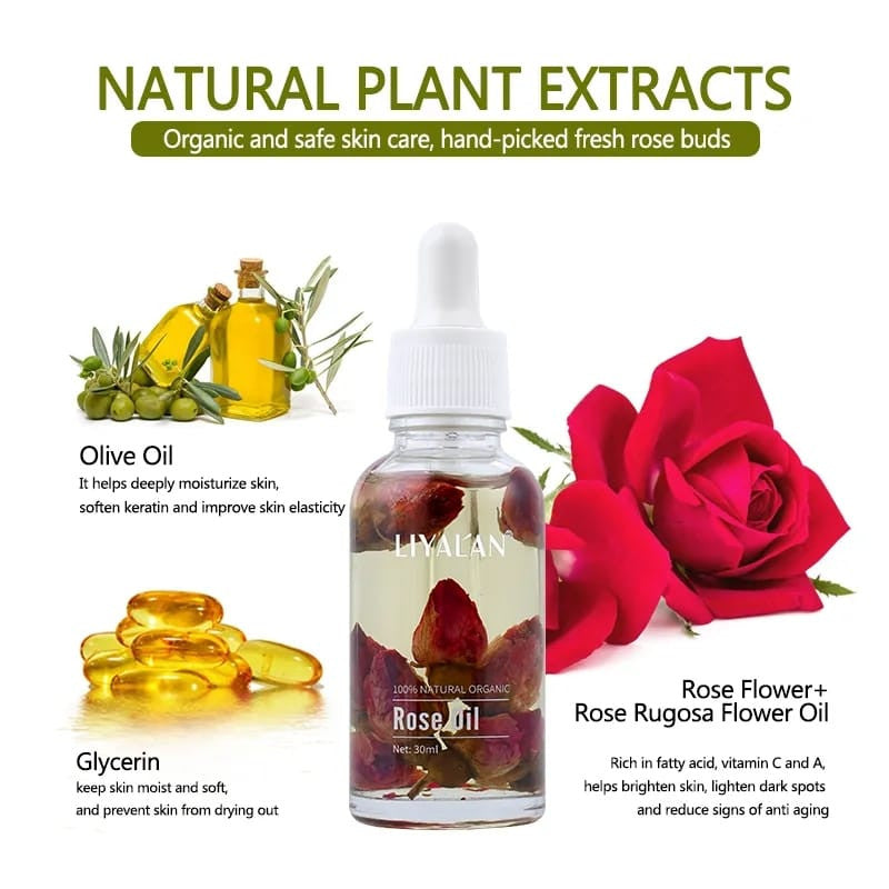 Aceite Facial de Rosas Bioaqua Rose Stem Flower Oil 30ml – Hidratante y Luminoso